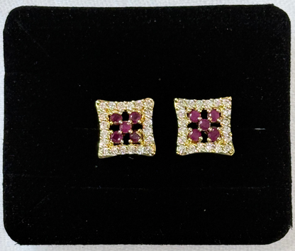 Crimson Cluster American Diamond Stud Earrings