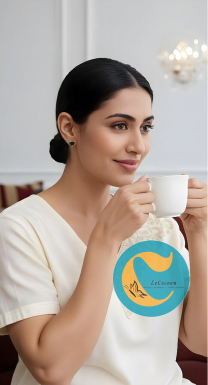 Emerald Heart Green Stone Stud Earrings