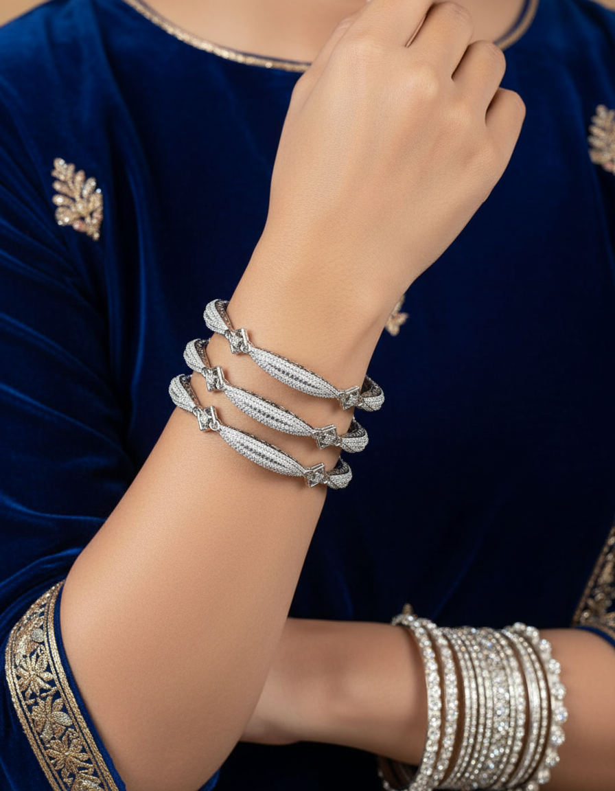 Celestia Twist 925 Silver Statement Bangles