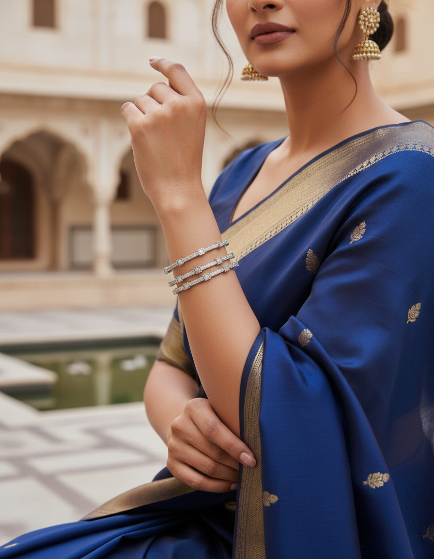 Aurora Grid 925 Silver Contemporary Bangles