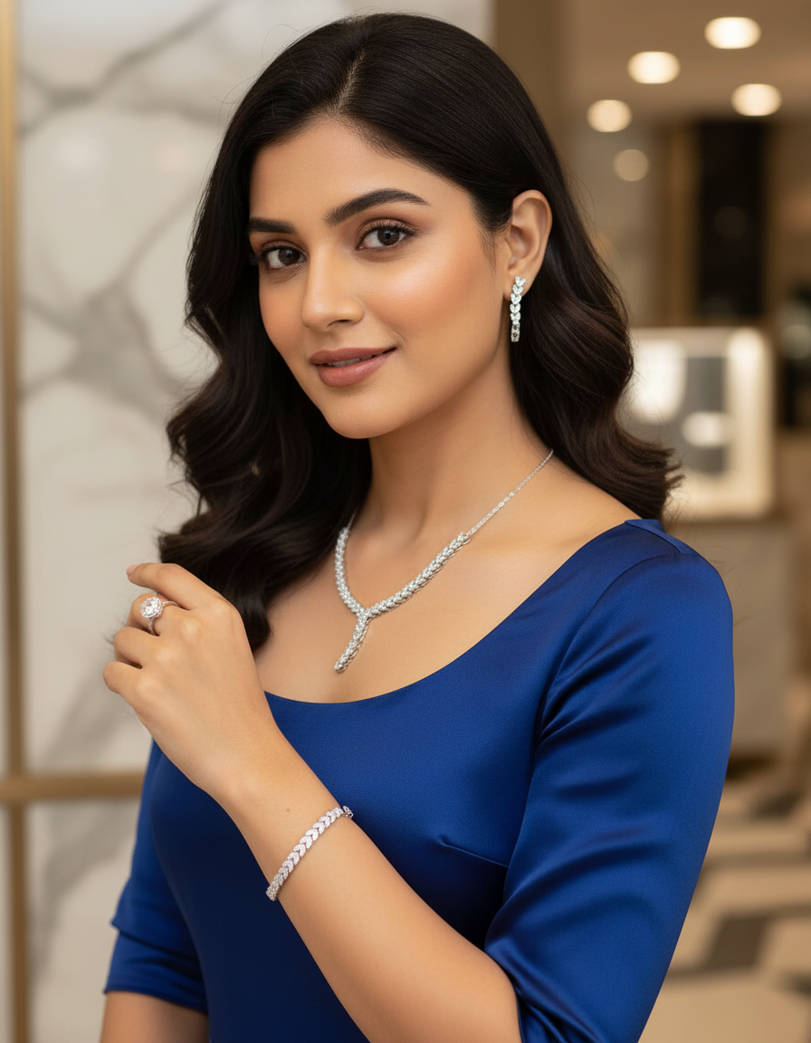 Azure Royale Silver Necklace Set 925 Certified Silver