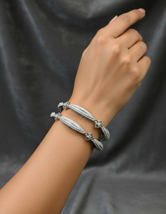 Celestia Twist 925 Silver Statement Bangles