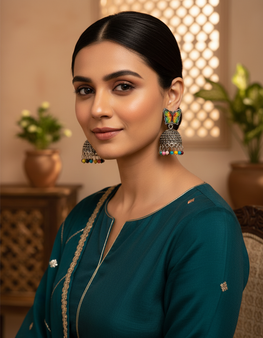 Rainbow Flutter Jhumka Earrings