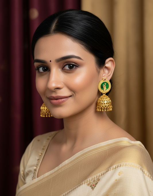 Divine Aura Temple Jhumka Earrings