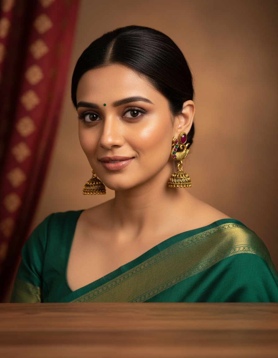 Mayura Grace Temple Jhumka Earrings