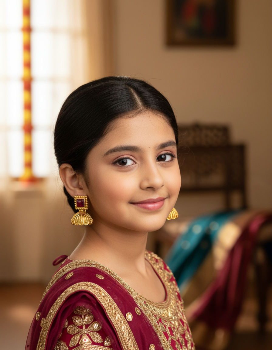 Ruby Crest Temple Stud Earrings