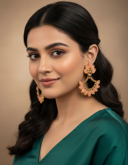 Blush Radiance Floral Statement Earrings
