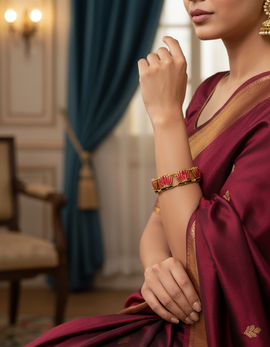 Lotus Bloom Gold-Tone Bangle