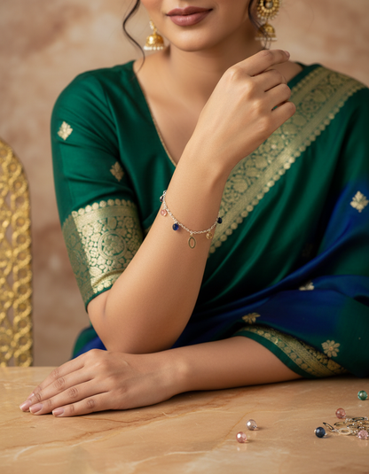 Multi-Charm Bracelet with Crystal Accents