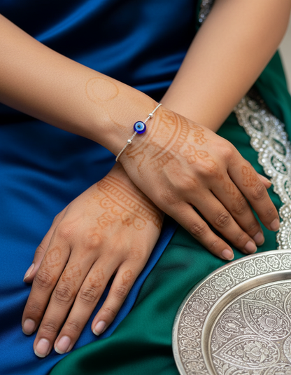 Silver Evil Eye Charm Bracelet