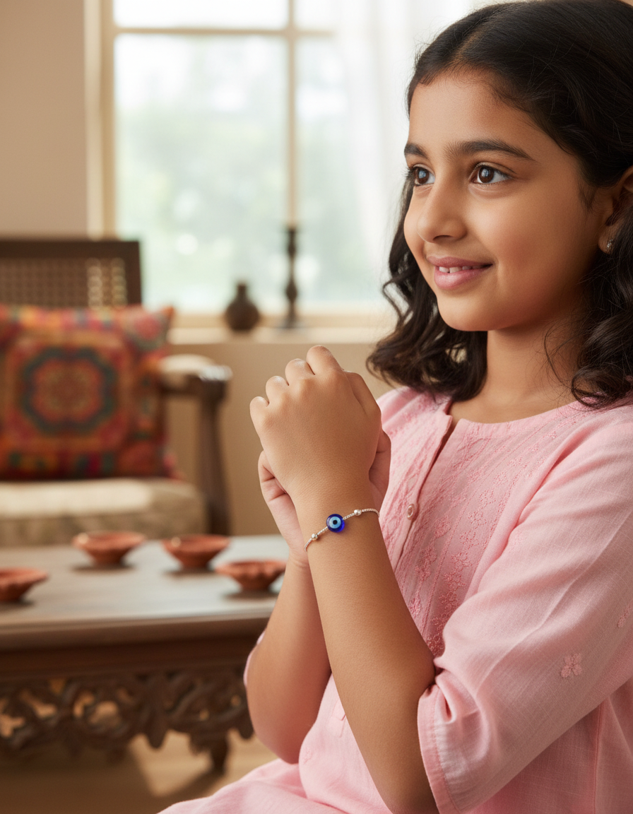 Silver Evil Eye Charm Bracelet