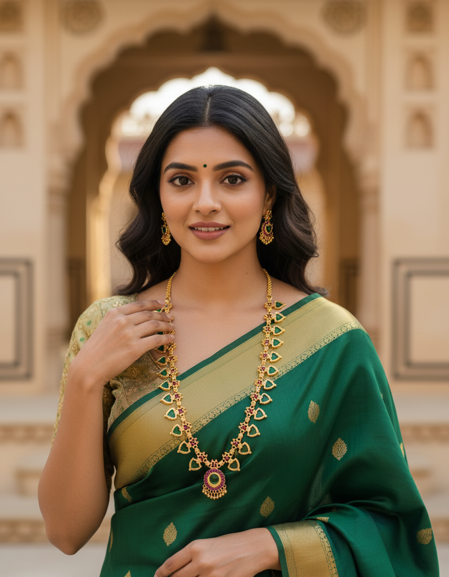 Dual-Tone Palakka Pendant Necklace Set