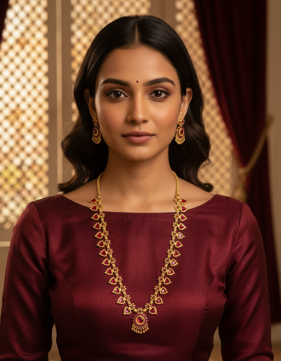 Dual-Tone Palakka Pendant Necklace Set