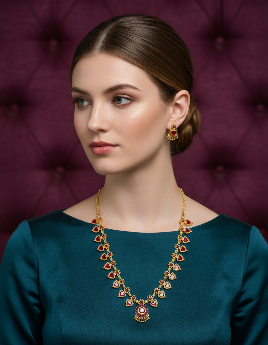 Dual-Tone Palakka Pendant Necklace Set
