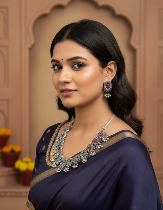 Multicolour Statement Festive Necklace Set