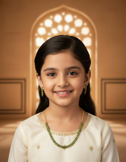 Emerald Sparkle Necklace Set with Earrings