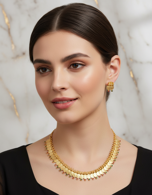 Temple Coin Cascade Necklace Set