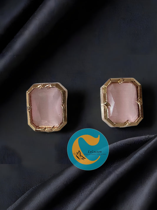 Blush Quartz American Diamond Stud Earrings