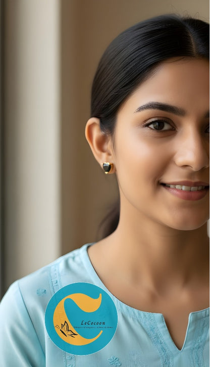 Midnight Heart Black Stone Stud Earrings