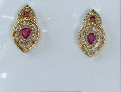 Ruby Royale American Diamond Stud Earrings