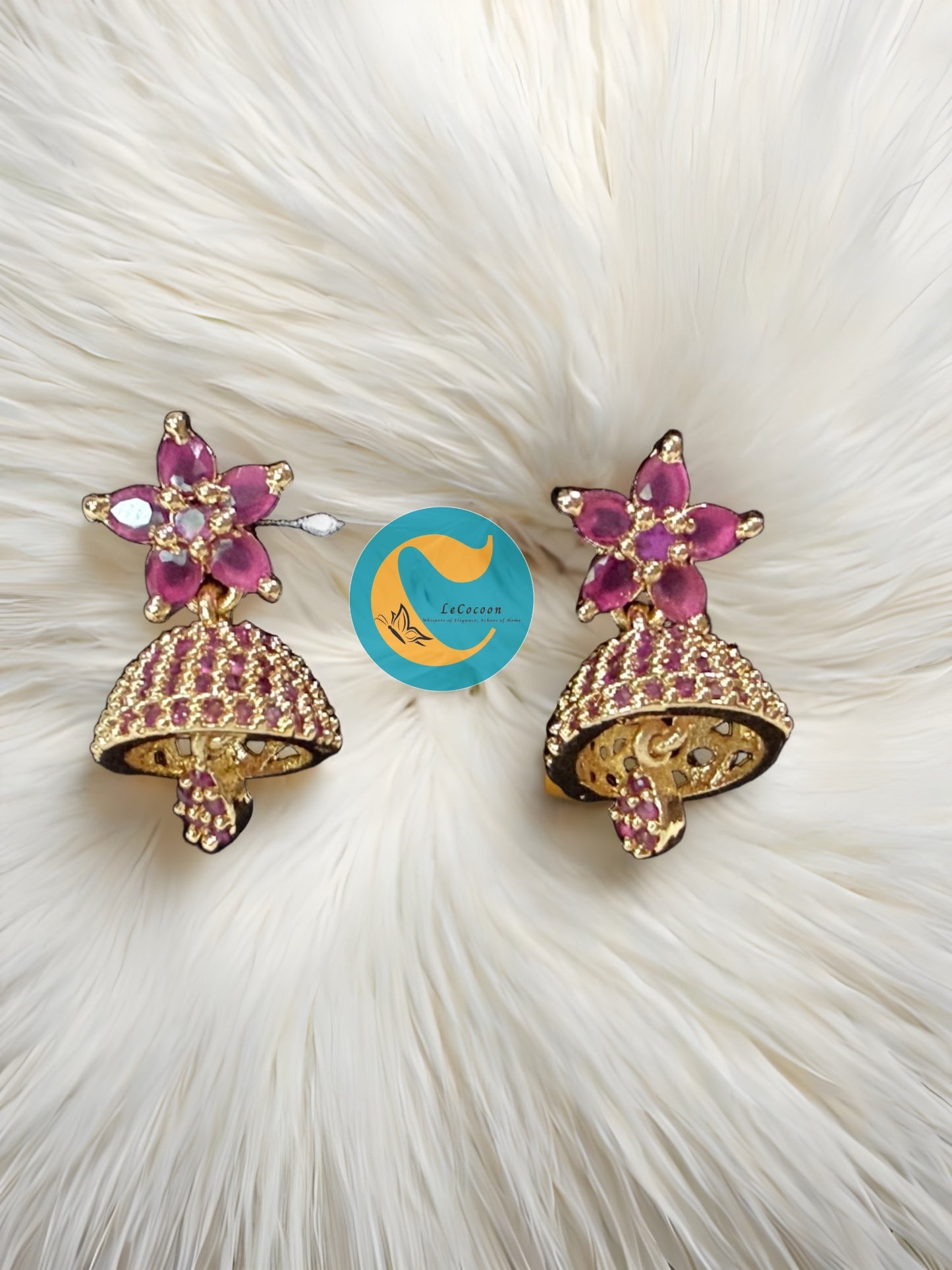 Blossom Charm American Diamond Floral Jhumka Earrings
