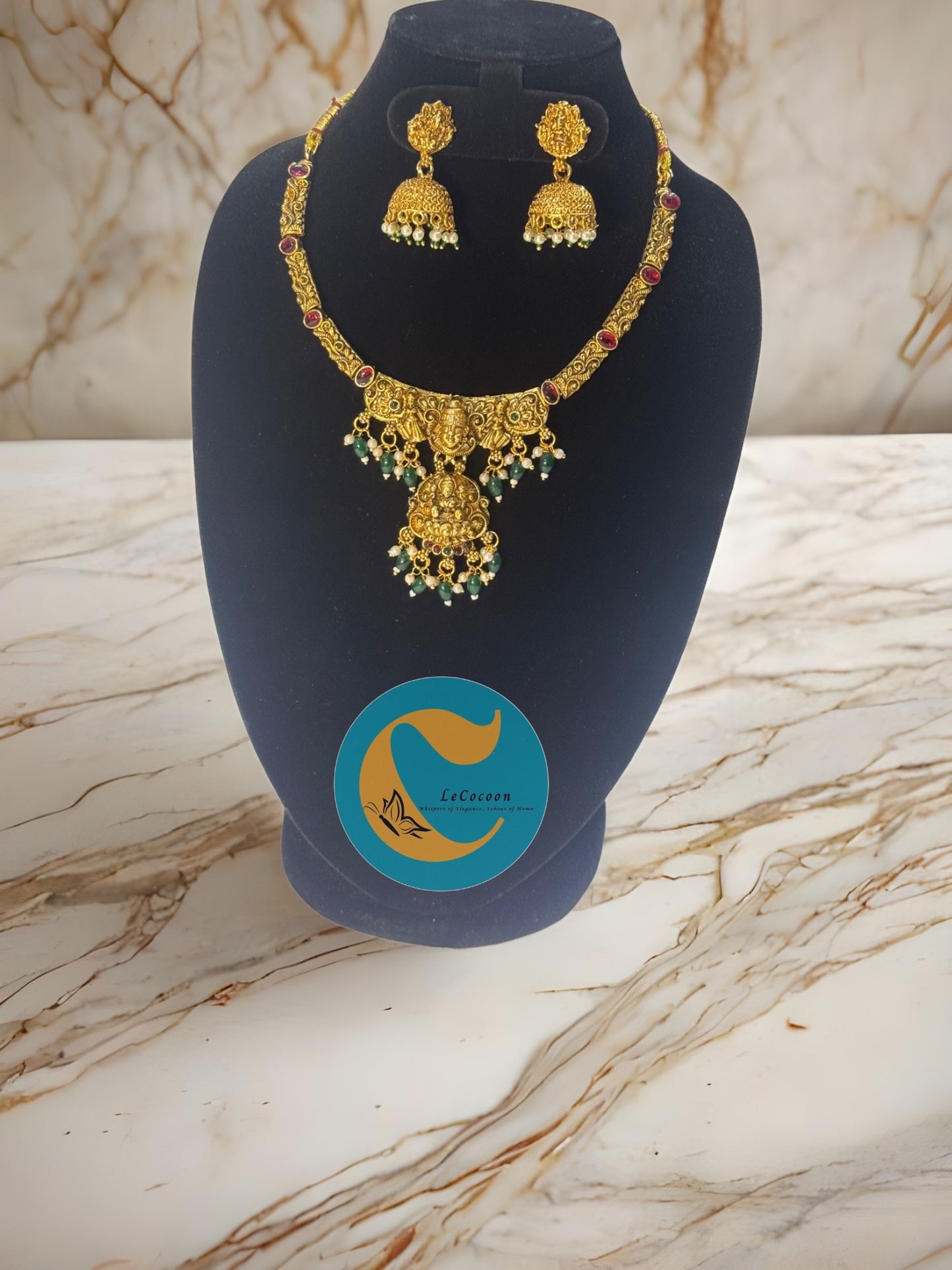 Pendant Necklace Set with Jhumkas