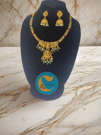 Pendant Necklace Set with Jhumkas