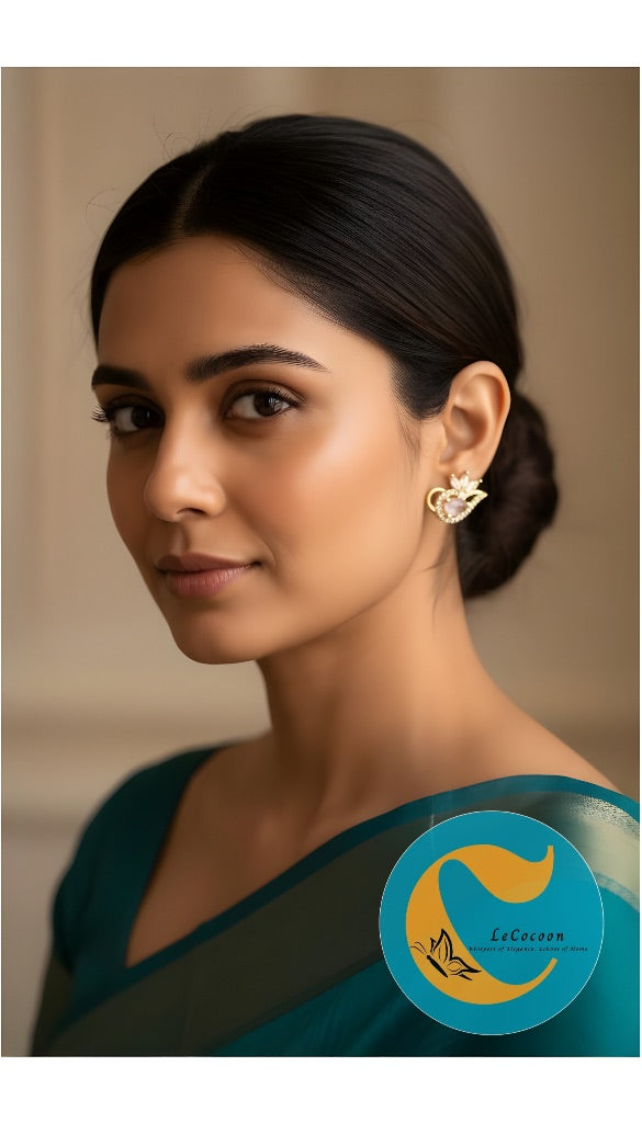 Blush Petal American Diamond Stud Earrings