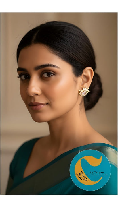 Blush Petal American Diamond Stud Earrings