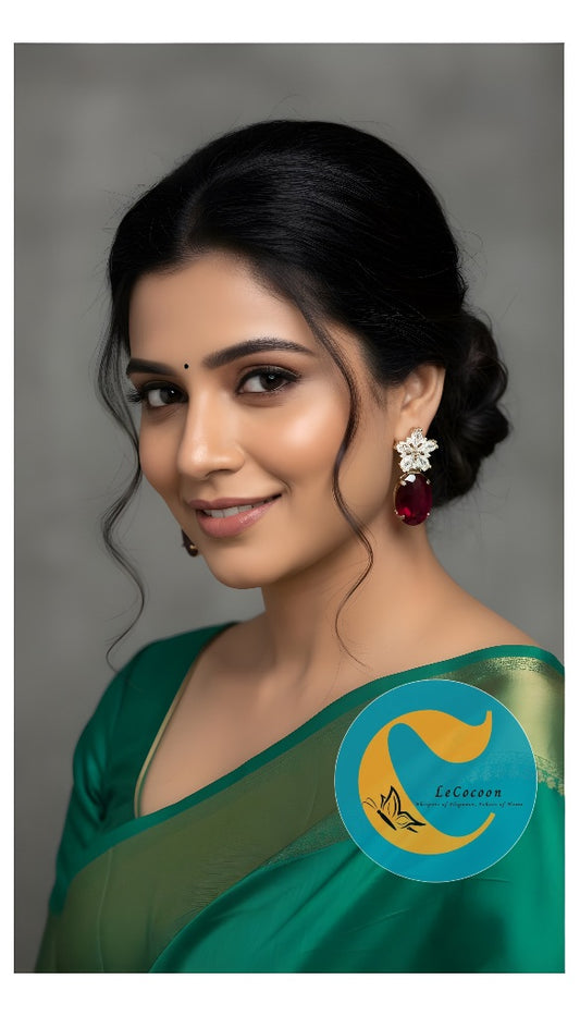 Crimson Bloom American Diamond Drop Earrings