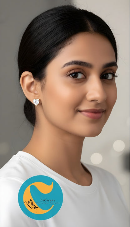 Ethereal Heart White AD Stud Earrings
