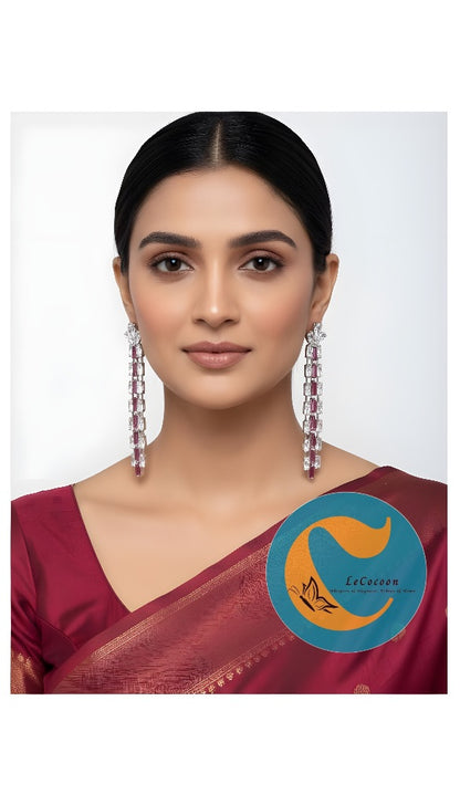 Rosé Cascade Baguette Drop Earrings