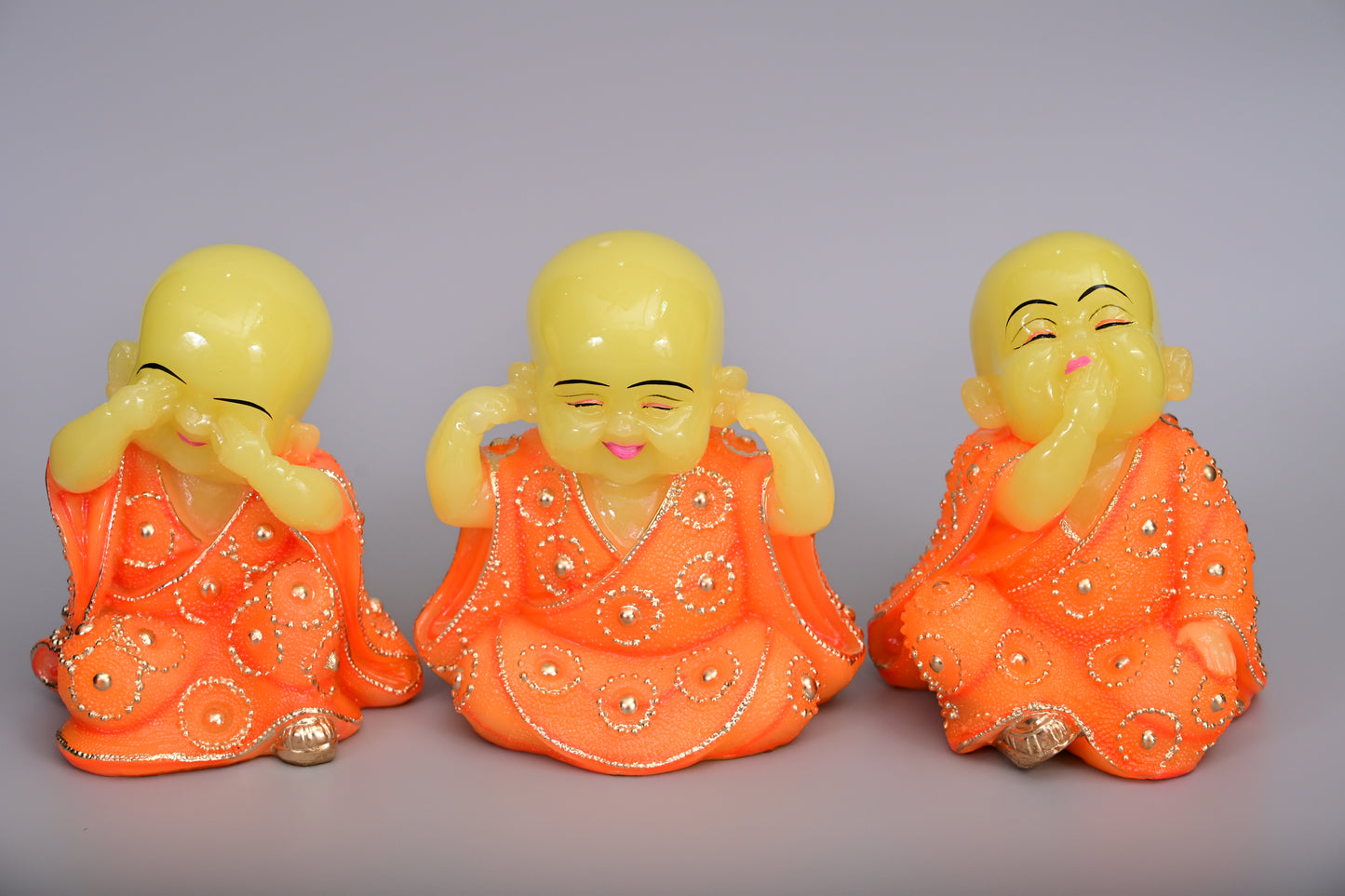 Joyful Monk Trio | Speak No Evil, Hear No Evil, See No Evil | 3-Piece Resin Set