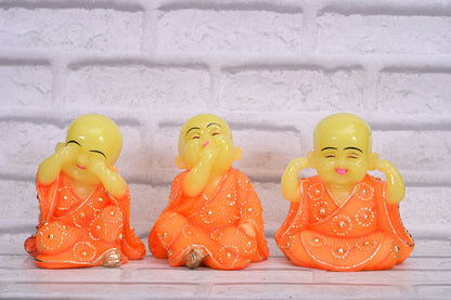 Joyful Monk Trio | Speak No Evil, Hear No Evil, See No Evil | 3-Piece Resin Set