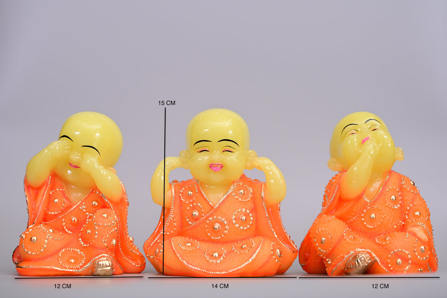 Joyful Monk Trio | Speak No Evil, Hear No Evil, See No Evil | 3-Piece Resin Set