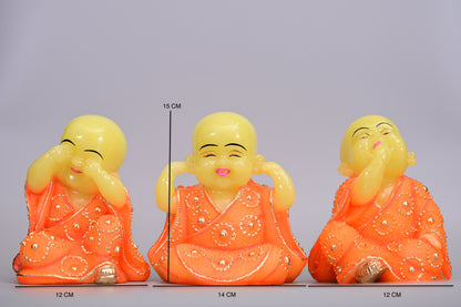 Joyful Monk Trio | Speak No Evil, Hear No Evil, See No Evil | 3-Piece Resin Set
