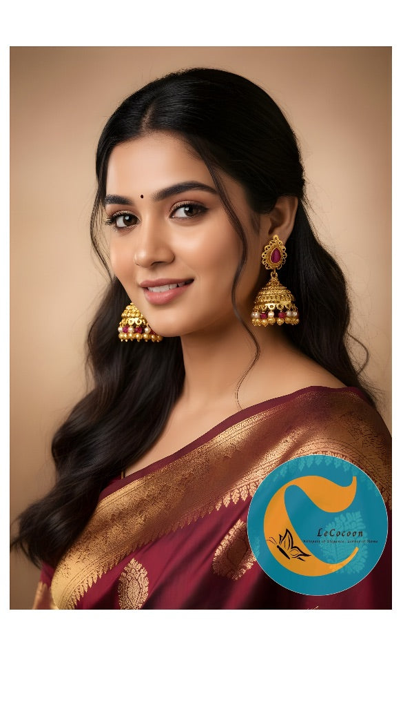 Royal Radiance Ruby-Pearl Jhumka Earrings