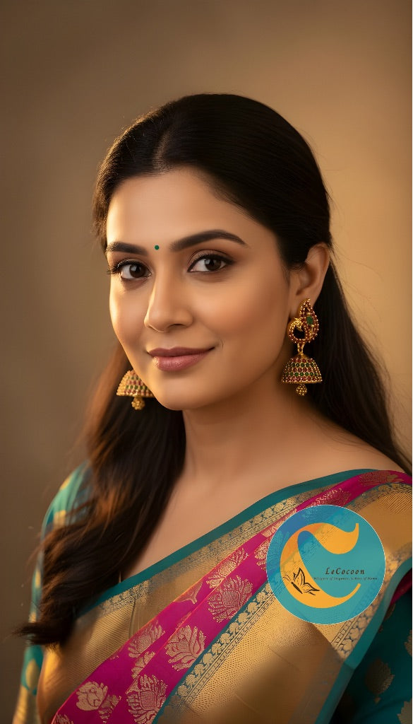 American Diamond Peacock Grace Ruby–Emerald Jhumka Earrings