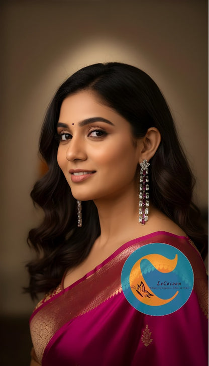 Rosé Cascade Baguette Drop Earrings