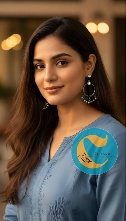 Oxidized Silver Ghungroo Hoop Earrings