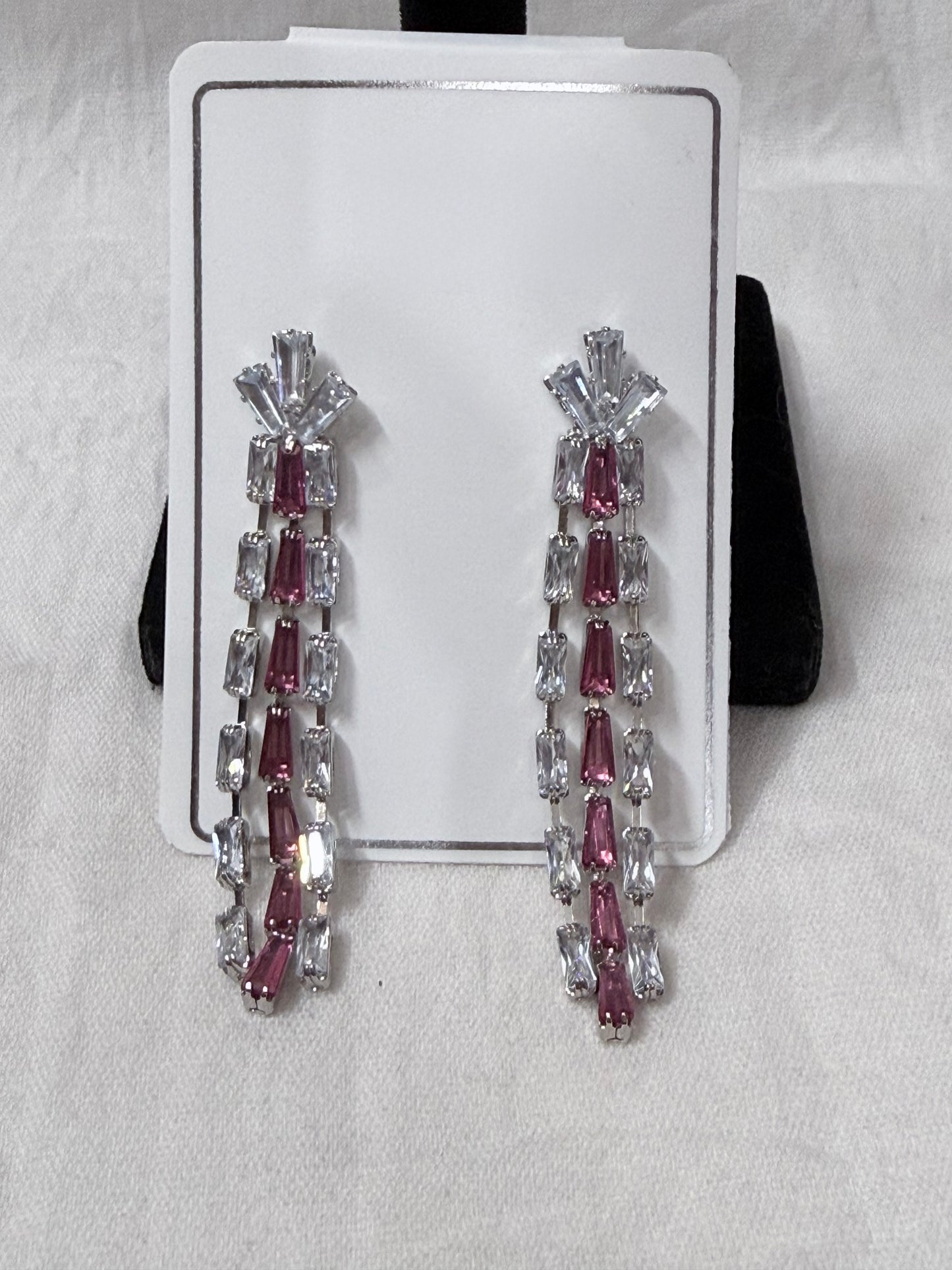 Rosé Cascade Baguette Drop Earrings