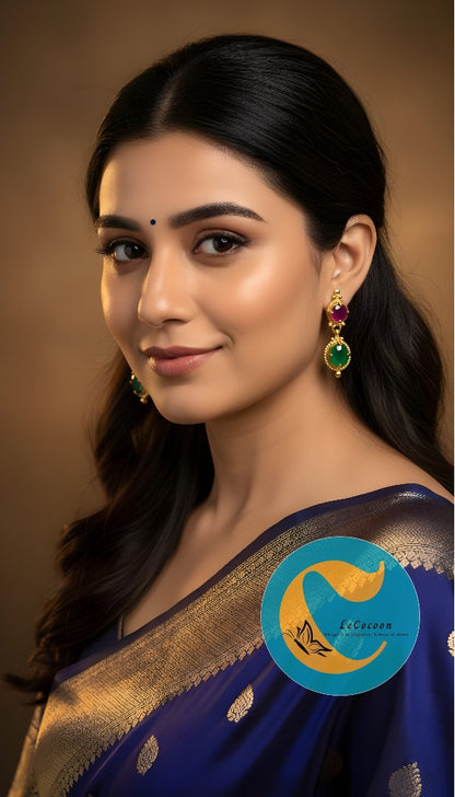 Dual Grace Ruby–Emerald Drop Earrings