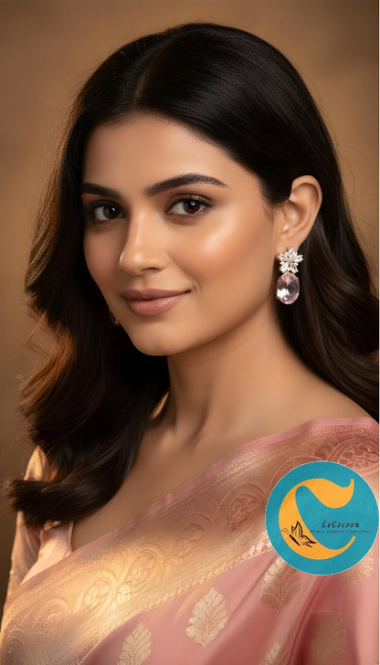 Crystal Bloom American Diamond Drop Earrings