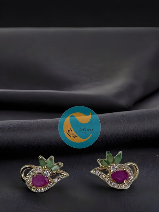 Bloom Aura American Diamond Stud Earrings