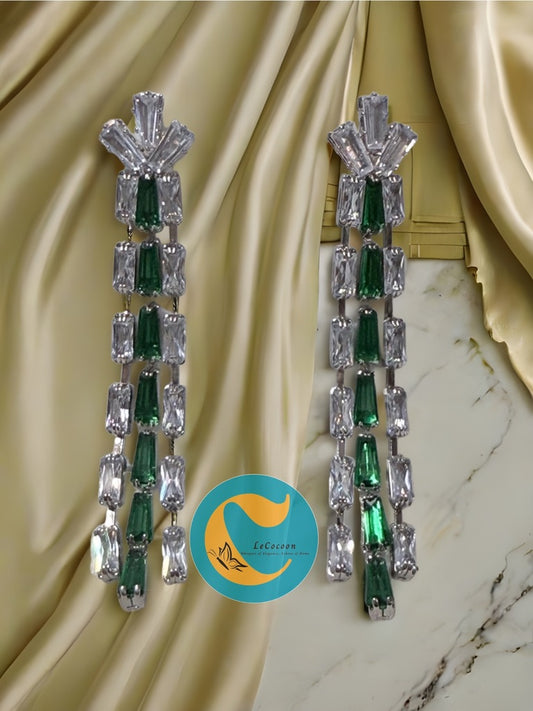 Emerald Symphony Linear Drop Earrings