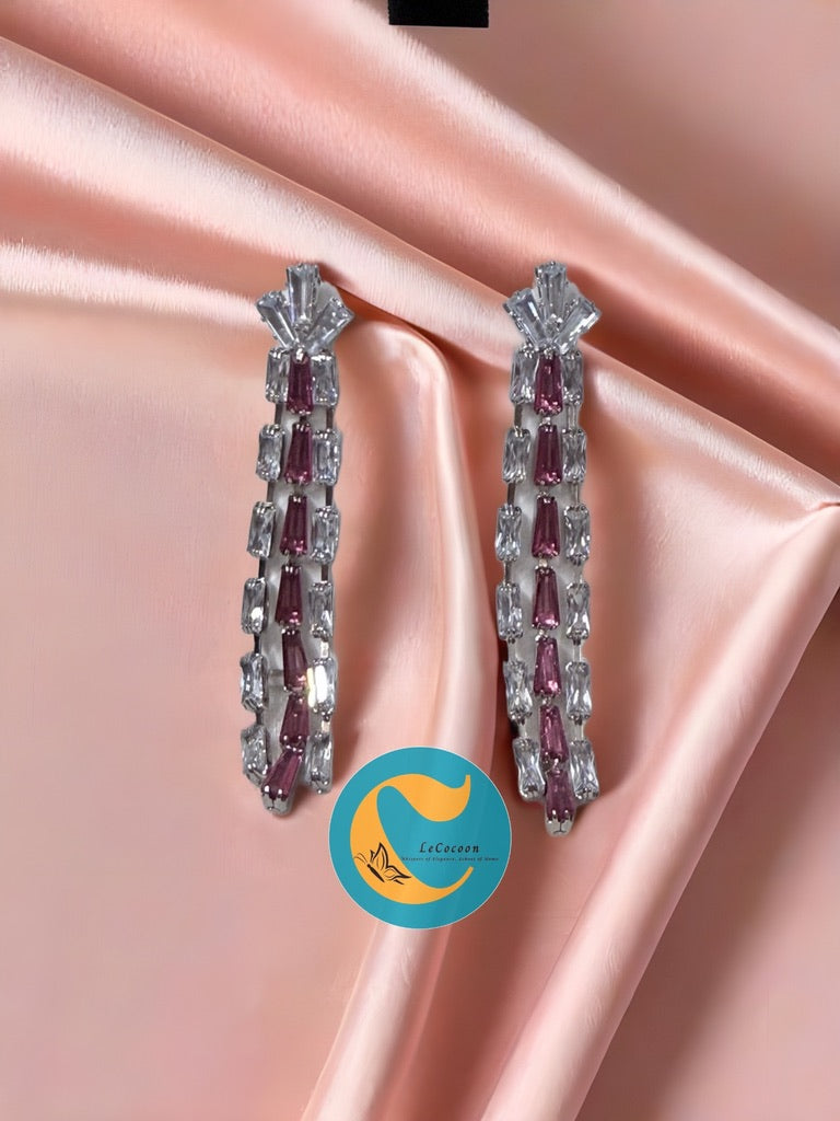 Rosé Cascade Baguette Drop Earrings