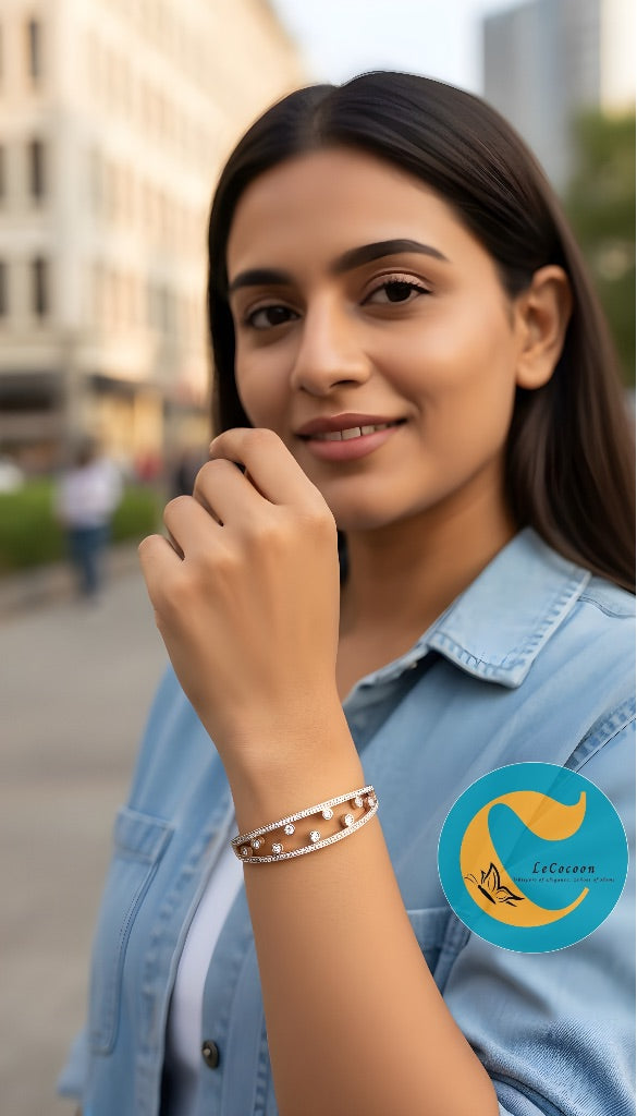 Celestial Gleam Open Crystal Bangle