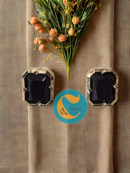 Midnight Allure American Diamond Stud Earrings