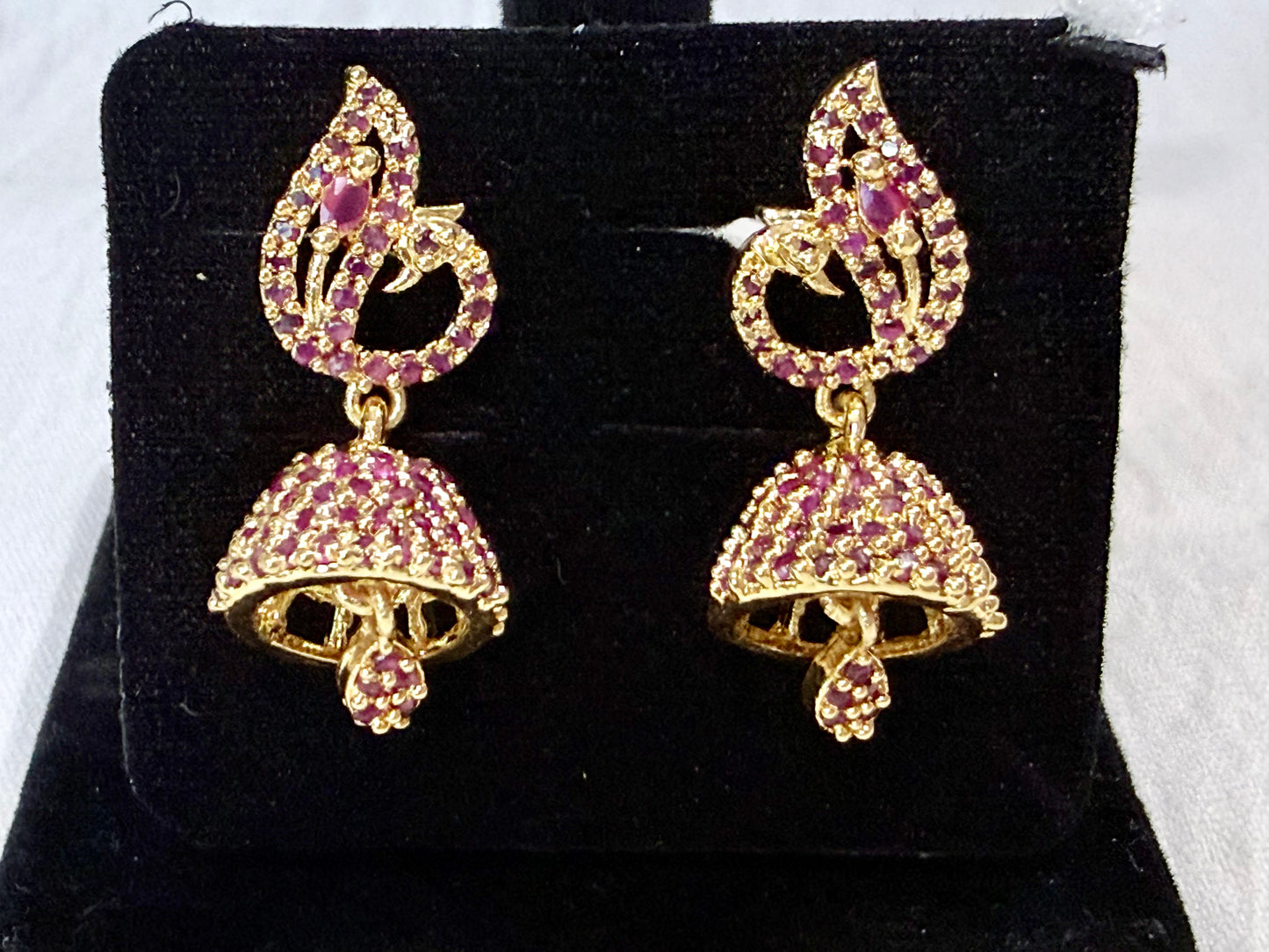 Rosy Radiance American Diamond Jhumka Earrings