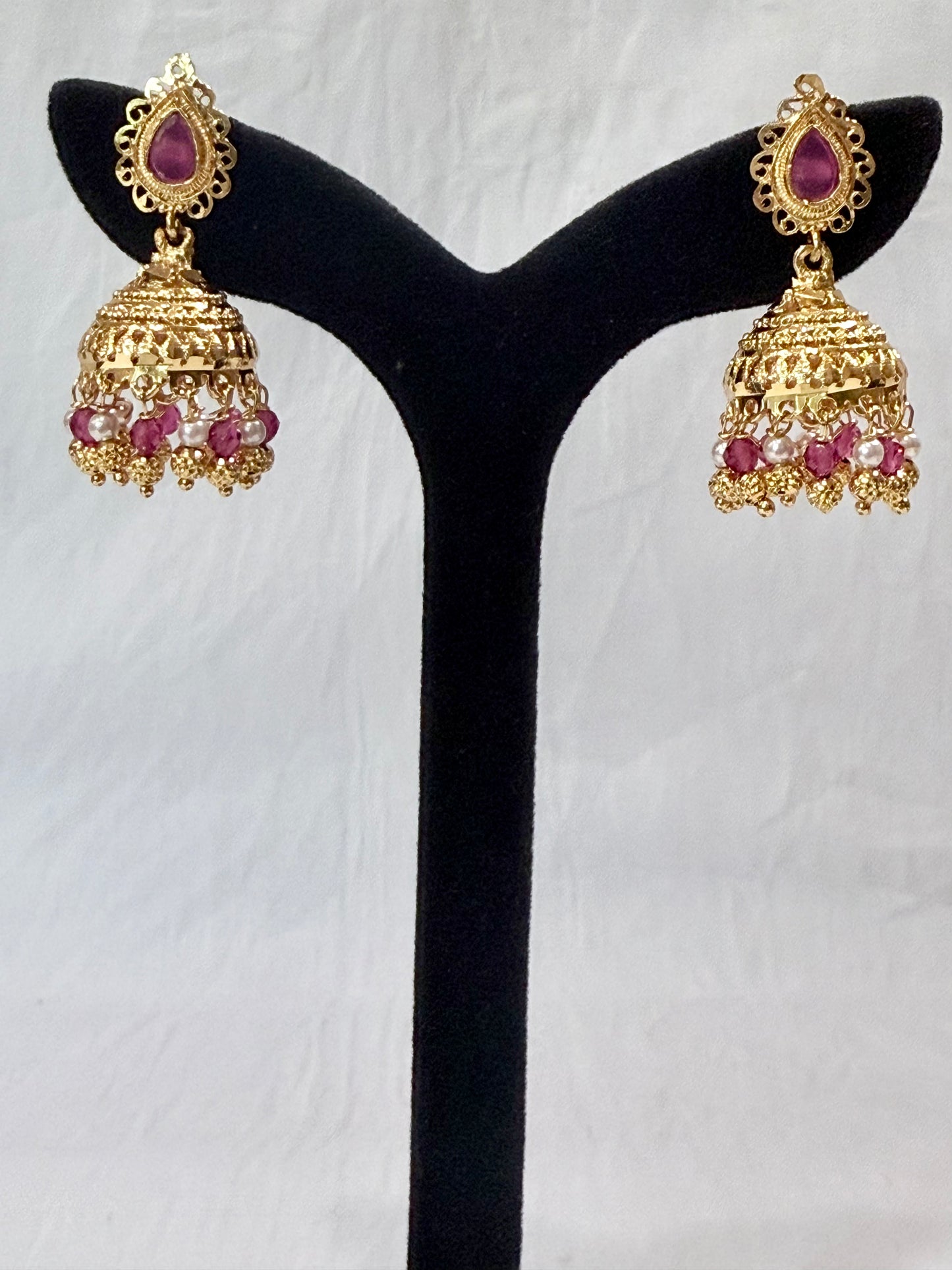 Royal Radiance Ruby-Pearl Jhumka Earrings